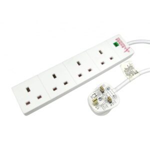 2m 4 Gang Surge Protected Extension - White | UK Mains