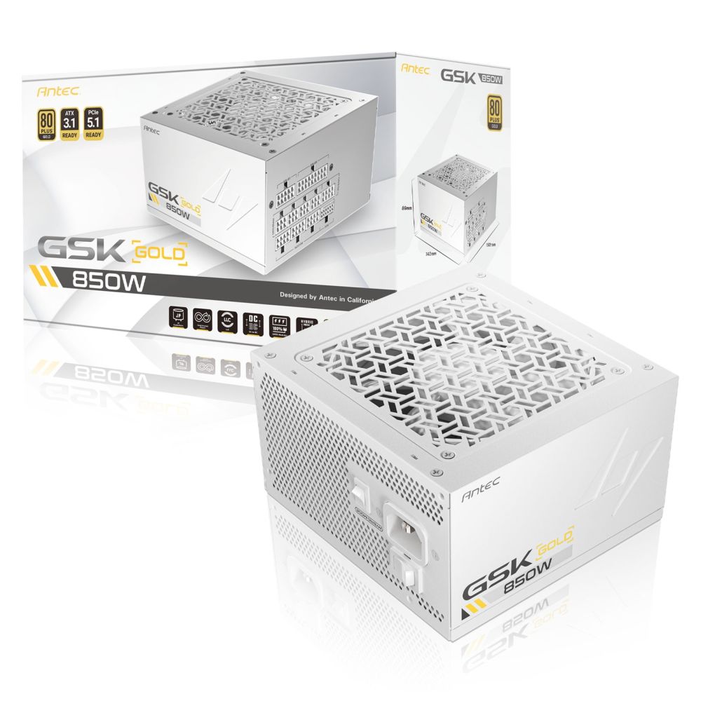 Antec 850W ATX3. 1 PSU, White, Gold Cert