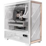 Antec Flux PRO Full Tower PC Case, White/Wood, 6 Fans, USB-C