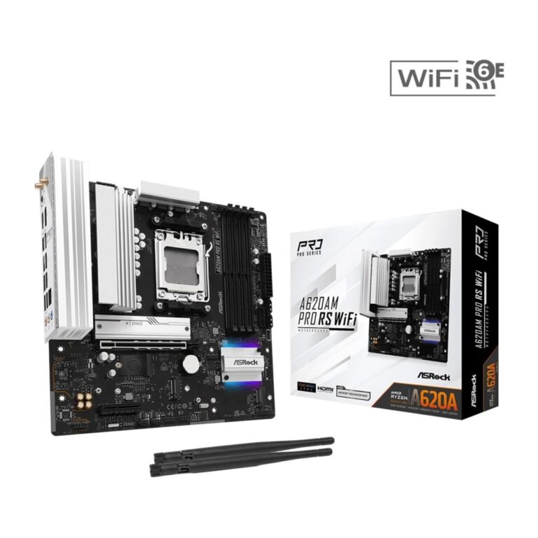 Asrock A620AM Pro RS WiFi AM5 Motherboard with DDR5 and M.2 Support