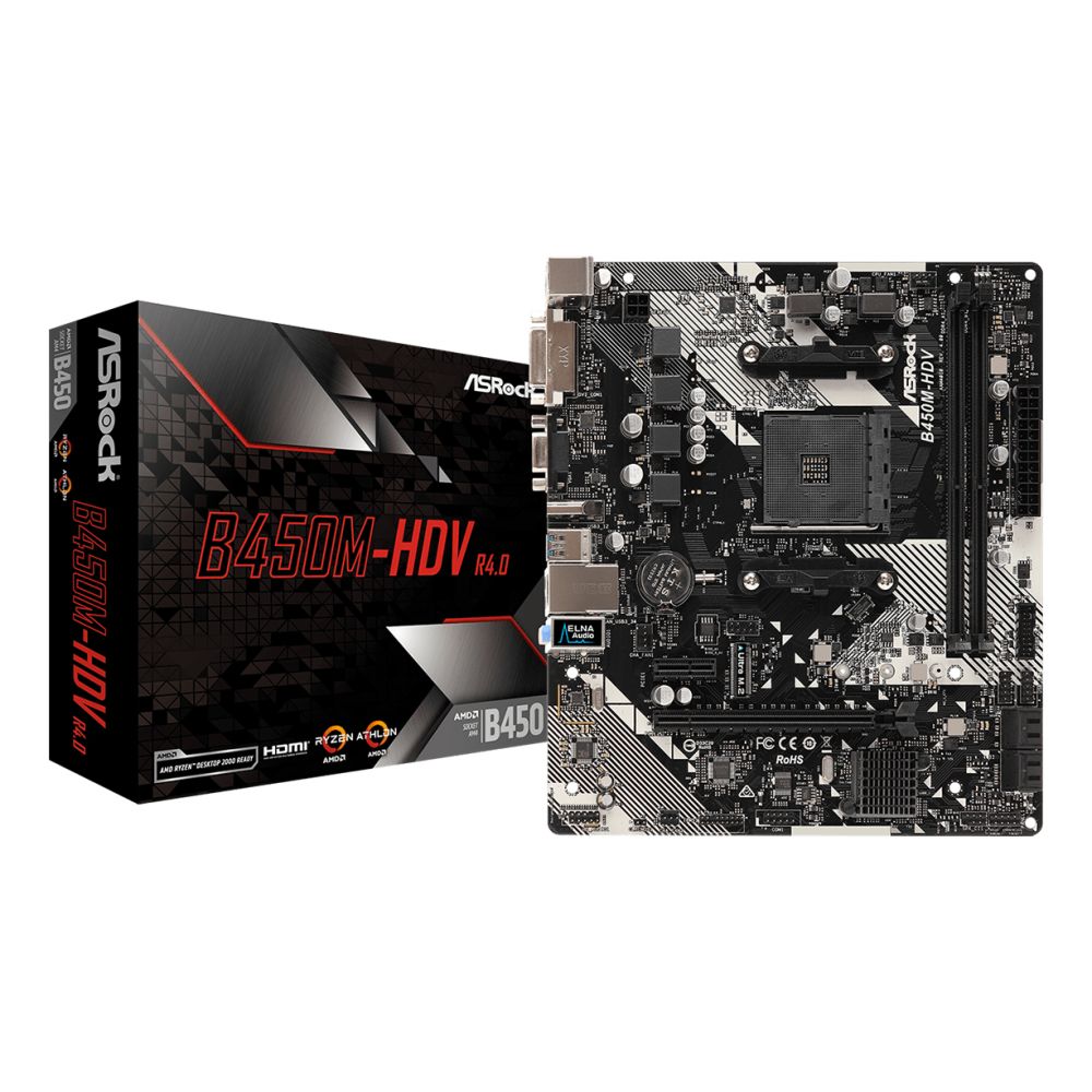 Asrock B450M-HDV R4.0 AM4 Micro ATX Motherboard