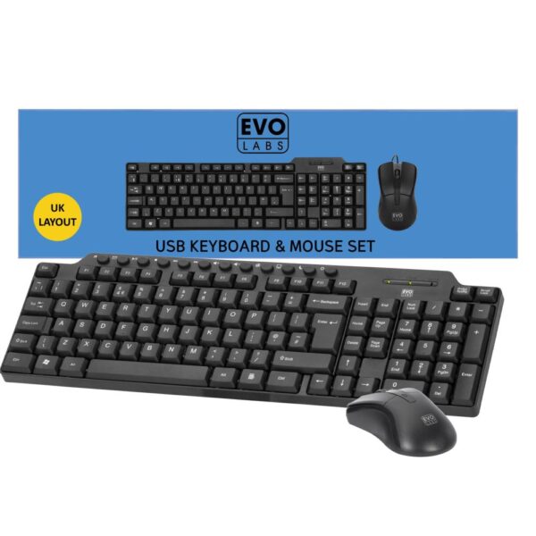 EVO LABS CM-501UK Keyboard & Mouse Combo Set