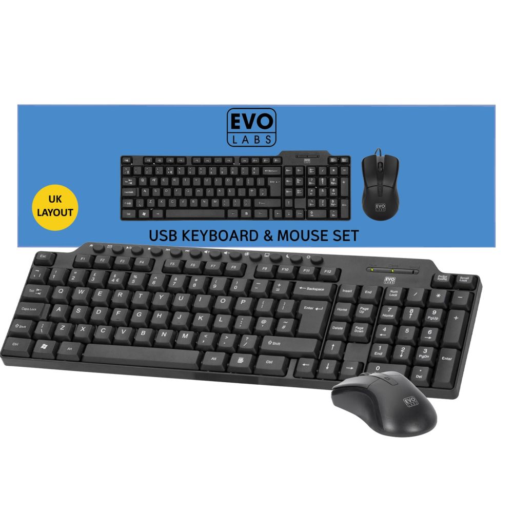 EVO LABS CM-501UK Keyboard & Mouse Combo Set