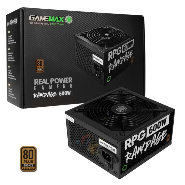 GAMEMAX RPG 600W PSU, 140mm Silent Fan, 80+ Bronze