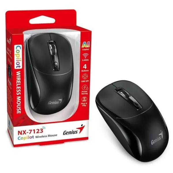 Genius AI Wireless Mouse, 2.4 GHz, 1200 DPI, 4 Button
