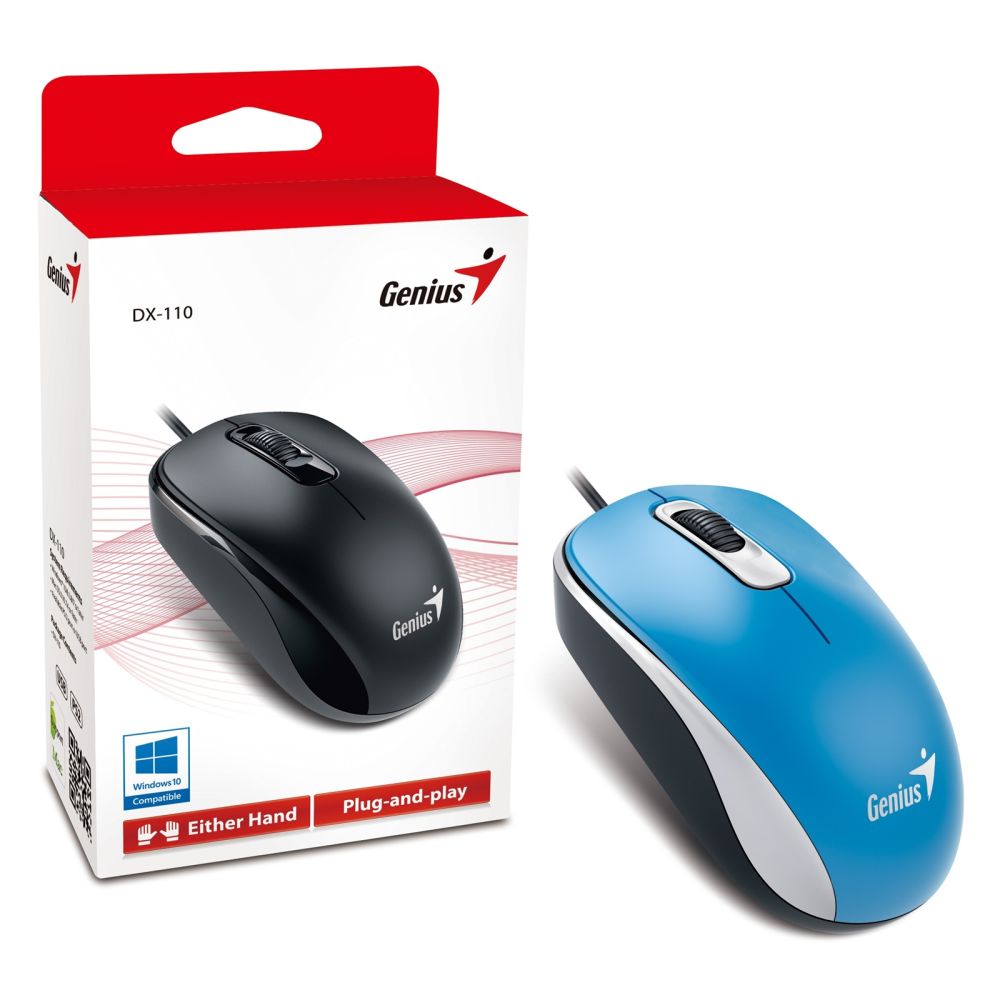 Genius DX-110 Wired USB Mouse, 1000 DPI, 3 Buttons, Blue