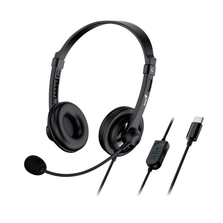 Genius HS-230U USB-C Headset with Mic, Adjustable Headband