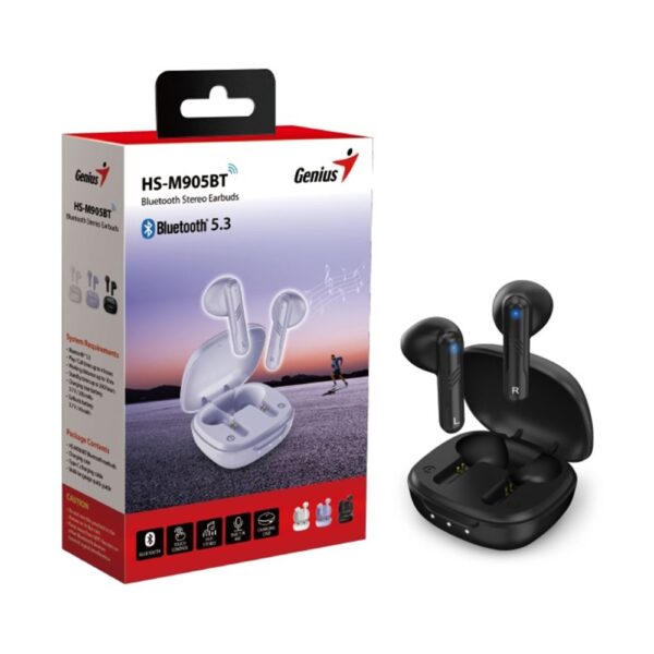 Genius HS-M905BT True Wireless Earbuds with Bluetooth 5.3 and Touch Controls