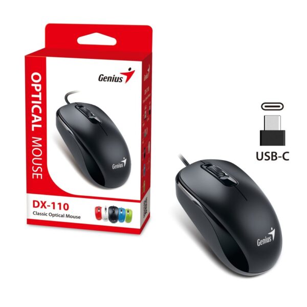 Genius USB-Type C Mouse, 1000 DPI, 3 Button, Black