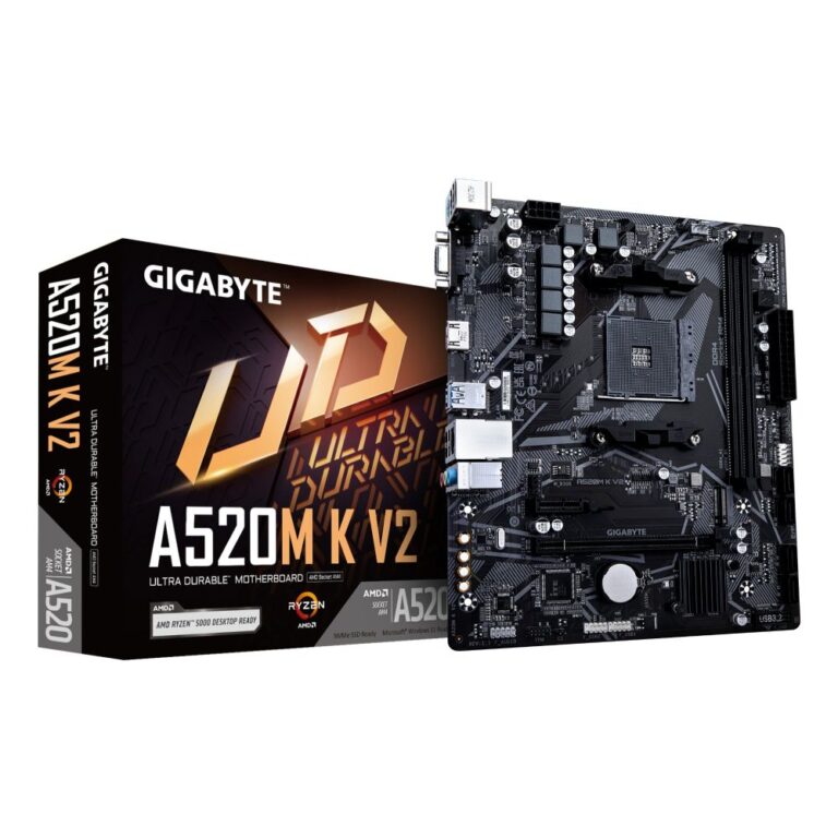 GIGABYTE A520M K V2 Motherboard - AMD Ryzen 5000 Series Support
