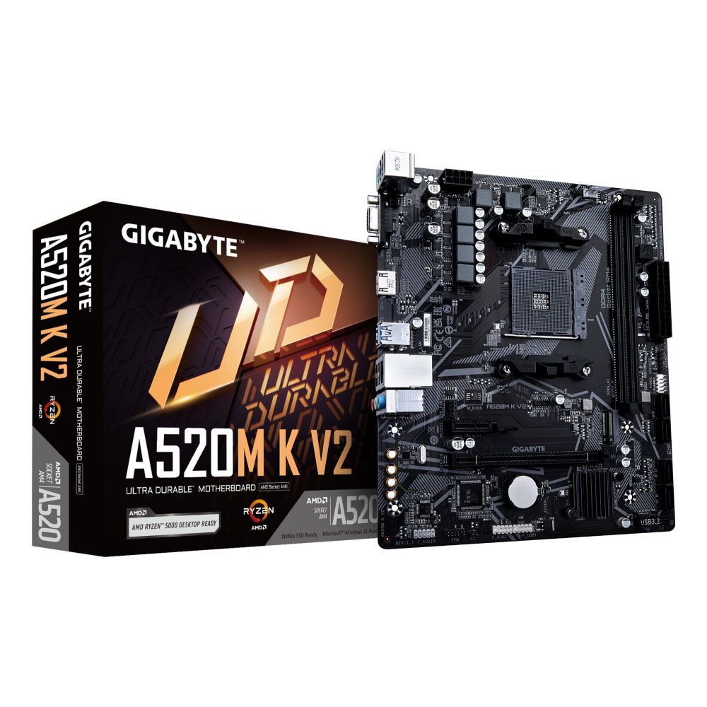 GIGABYTE A520M K V2 Motherboard - AMD Ryzen 5000 Series Support