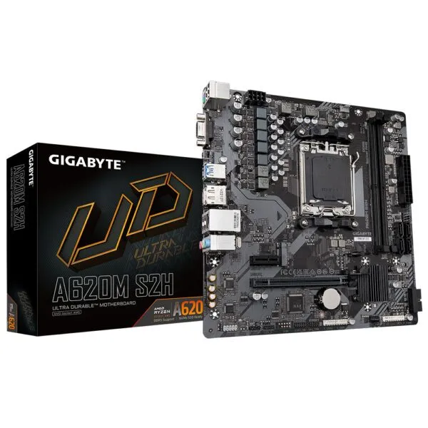 GIGABYTE A620M S2H Motherboard - AMD Ryzen 8000, DDR5, PCIe 4.0 M.2, GbE LAN