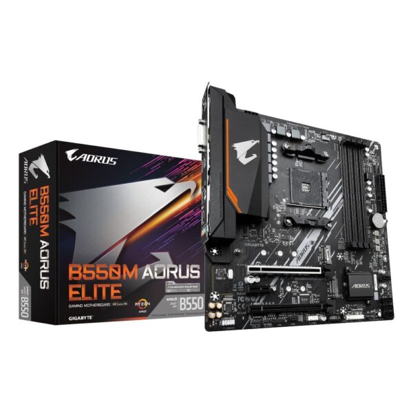 GIGABYTE B550M AORUS ELITE Motherboard - AMD Ryzen 5000 CPUs, 5+3 Phases VRM, up to 4733MHz DDR4, 1xPCIe 4.0 + 1xPCIe 3.0 M.2, 1GbE LAN, USB 3.2 Gen 1