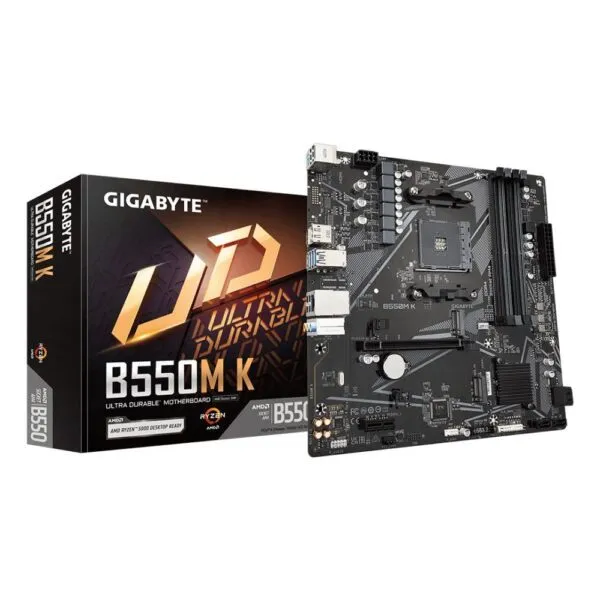 GIGABYTE B550M K Motherboard - AMD Ryzen 5000, DDR4-4733, PCIe 4.0/3.0 M.2, 1GbE, USB 3.2 Gen 1