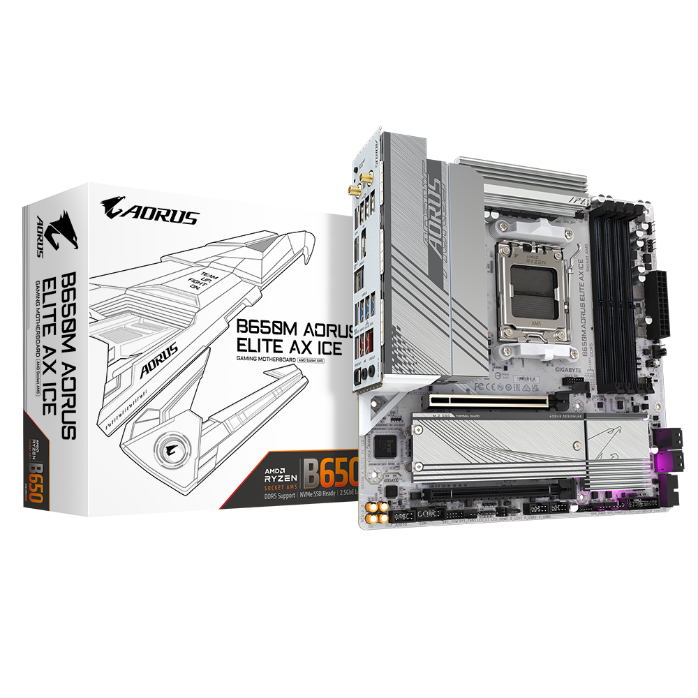 GIGABYTE B650M AORUS ELITE Motherboard - AMD Ryzen 9000, DDR5, PCIe 5.0 M.2, 2.5GbE, WiFi 6E
