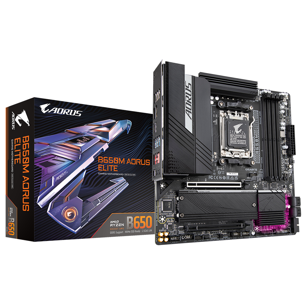 GIGABYTE B650M AORUS ELITE Motherboard - AMD Ryzen 9000, DDR5, PCIe 5.0 M.2
