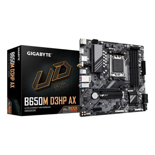 GIGABYTE B650M D3HP AX Motherboard - AMD Ryzen 9000, DDR5, PCIe 4.0 M.2, WiFi 6E, 2.5GbE LAN