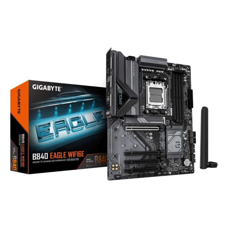 GIGABYTE B840 EAGLE WIFI6E Motherboard - AMD Ryzen 9000, 8+2+2 VRM, DDR5, PCIe 4.0 M.2, Wi-Fi 6E