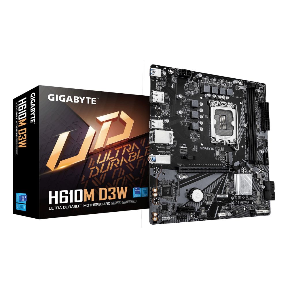 GIGABYTE H610M D3W Motherboard - 14th Gen Intel, DDR5, PCIe 3.0 M.2