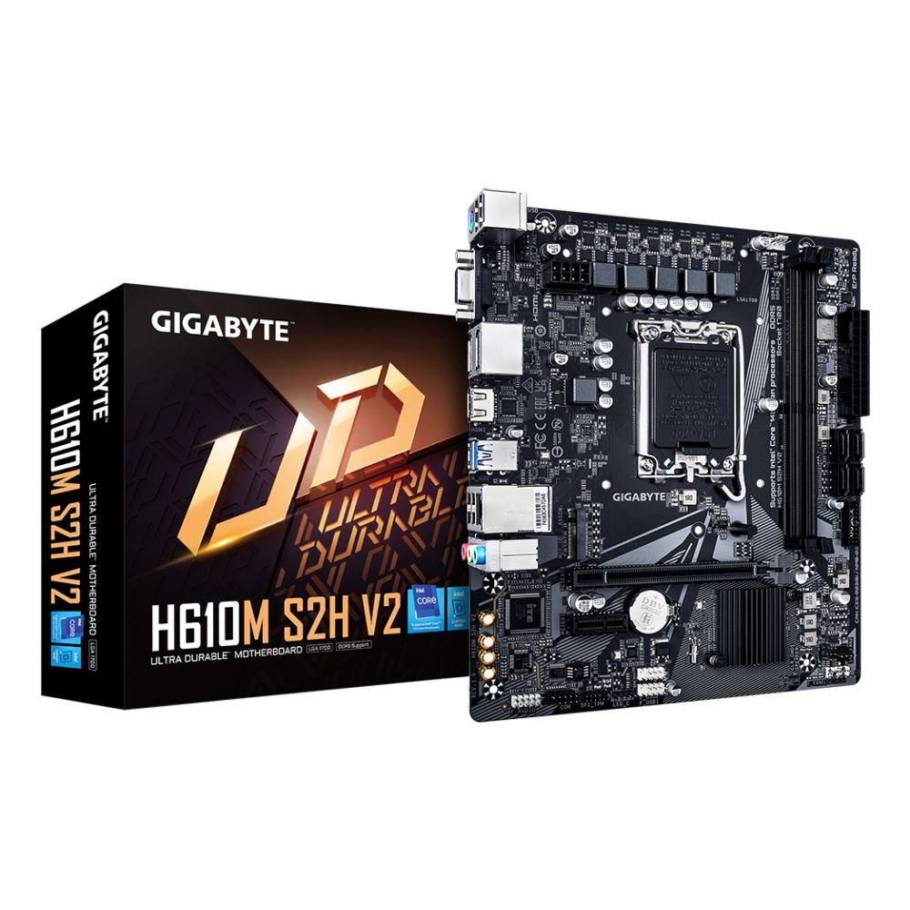 GIGABYTE H610M S2H V2 Motherboard - Intel Core 14th CPUs, DDR5, PCIe 3.0 M.2