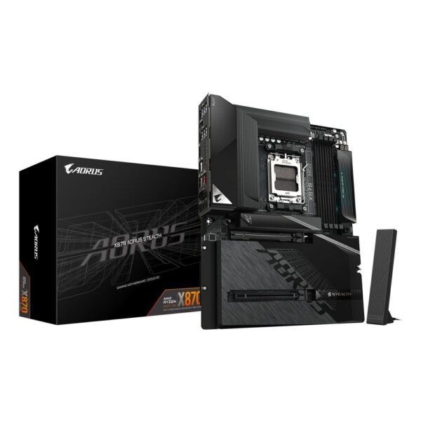 GIGABYTE X870 AORUS STEALTH Motherboard - AMD Ryzen 9000, DDR5 8200MHz, PCIe 5.0/4.0, Wi-Fi 7, 5 GbE, USB 4