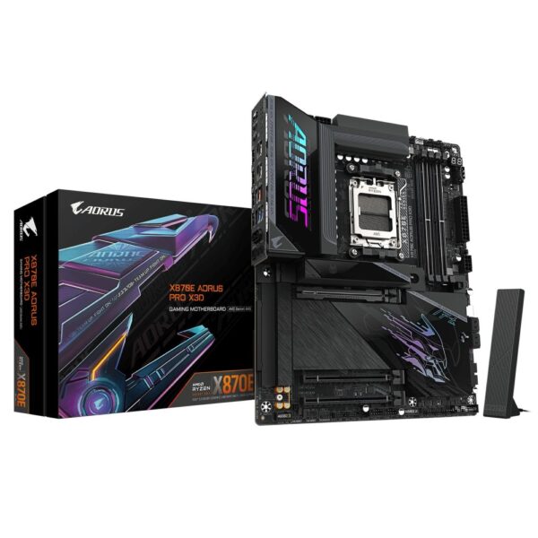 Gigabyte X870E AORUS PRO X3D Motherboard, AM5, ATX, DDR5, M.2, Wi-Fi 7