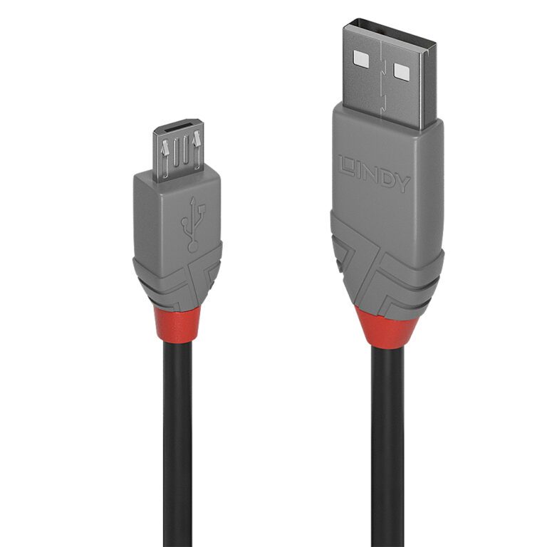 Lindy USB A to Micro-B Cable, Anthra Line