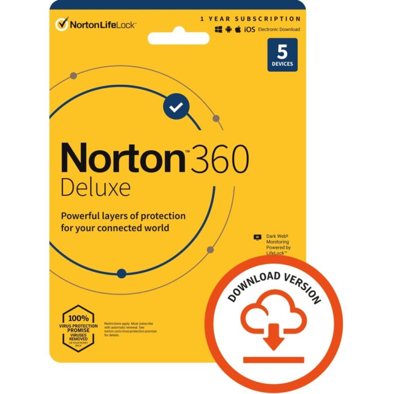 Norton 360 Deluxe 2022: 5-Device Protection, VPN, Cloud Storage