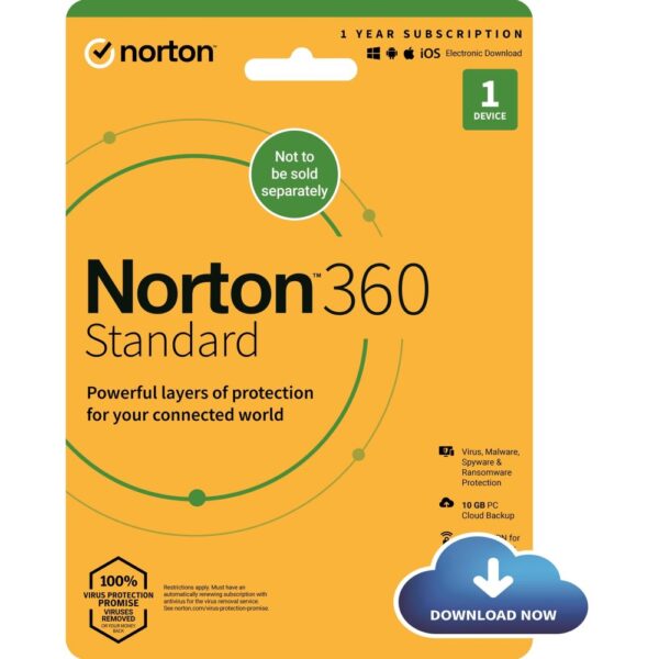 Norton 360 Standard 2022 - 1 Device, 1 Year, VPN & Cloud Storage