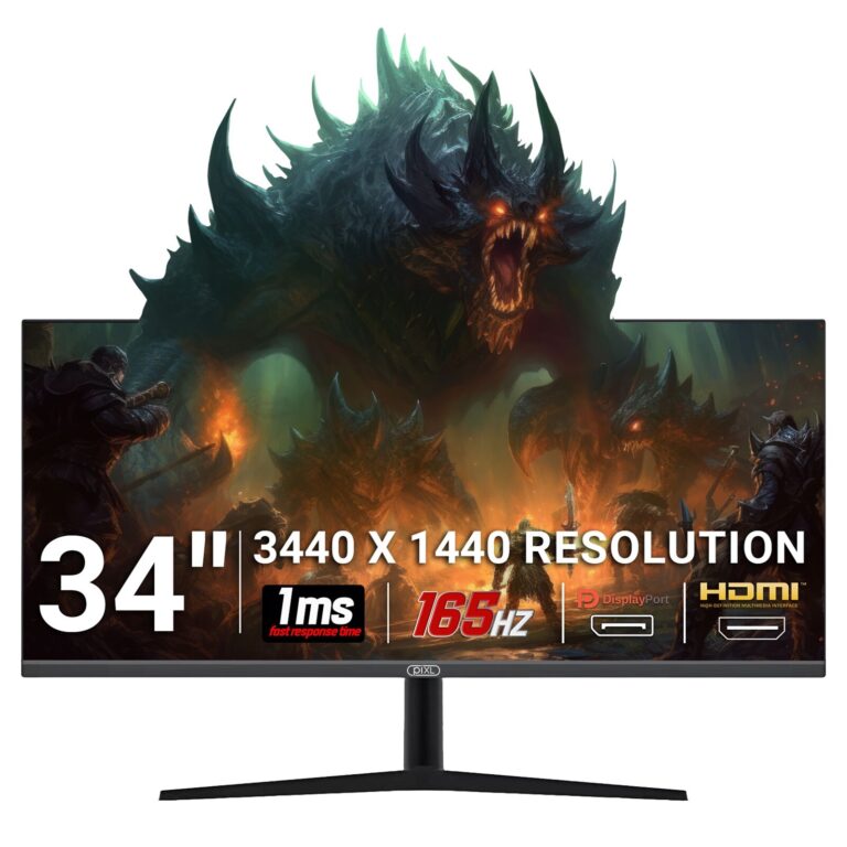 PIXL 34" UWQHD Gaming Monitor: 165Hz, 100% sRGB, 1ms Response