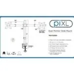 piXL DOUBLE ARM monitor mount Black 68.6 cm