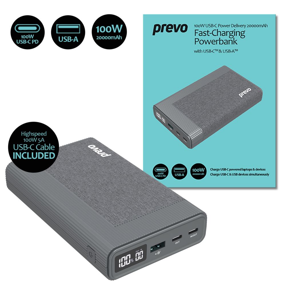 PREVO AD10C 100W 20000mAh Powerbank with Display