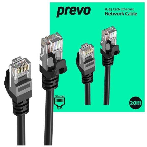 PREVO CAT6 20M Black Cable