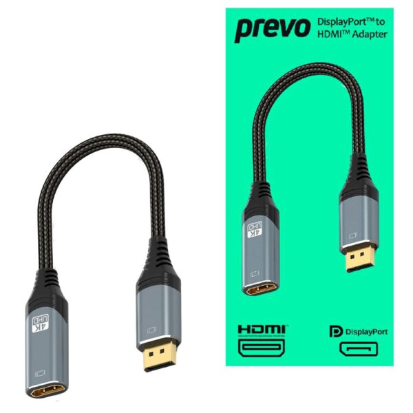 PREVO DisplayPort to HDMI Adapter 0.2m Black