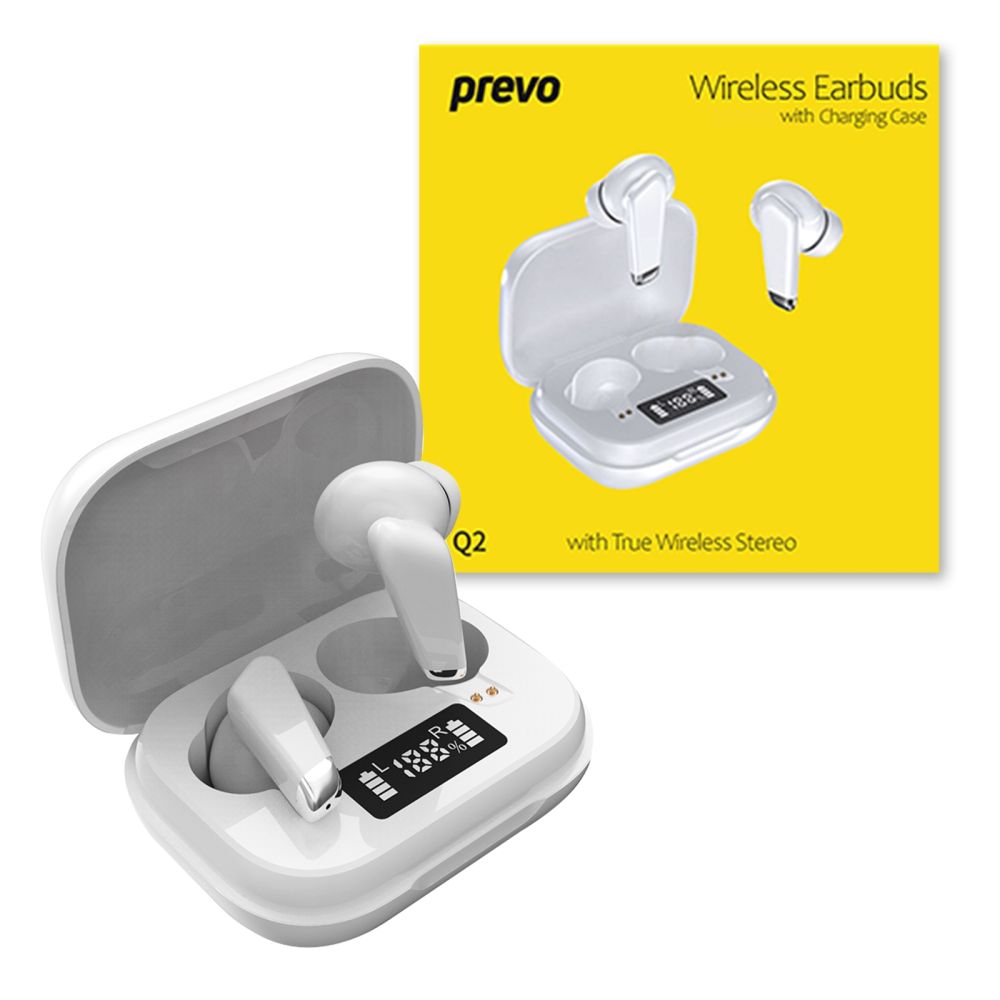 PREVO Q2 TWS Earbuds with Wireless Charging Case