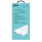 Prevo SP3012 10000mAh Power Bank, Dual-Port, White