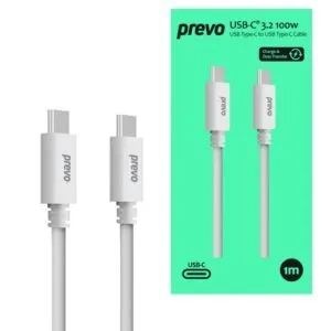 PREVO USB-C Cable, 100W, 10GB/s, White