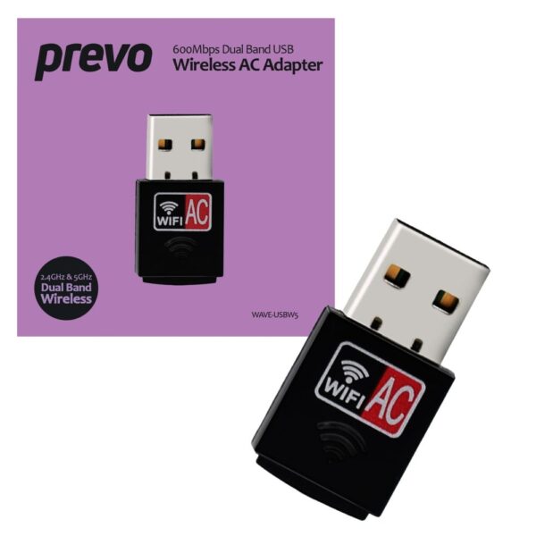 PREVO USBW5 AC600 Dual Band USB Adapter