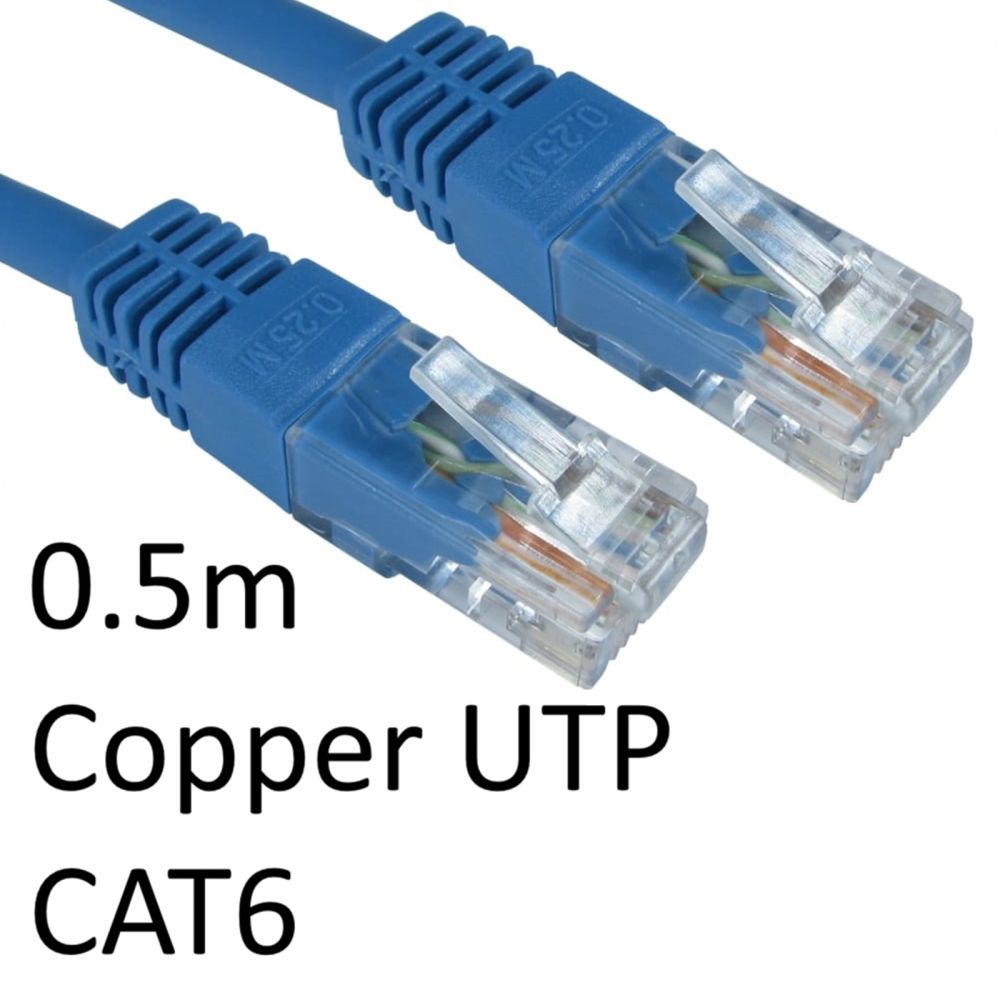 RJ45 CAT6 Network Cable 0.5m Blue