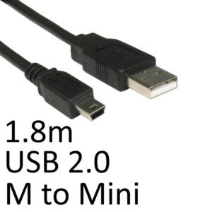 USB 2.0 A to Mini B Data Cable 1.8m Black OEM