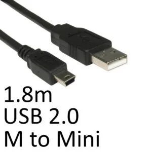 USB 2.0 A to Mini B Data Cable 1.8m Black OEM