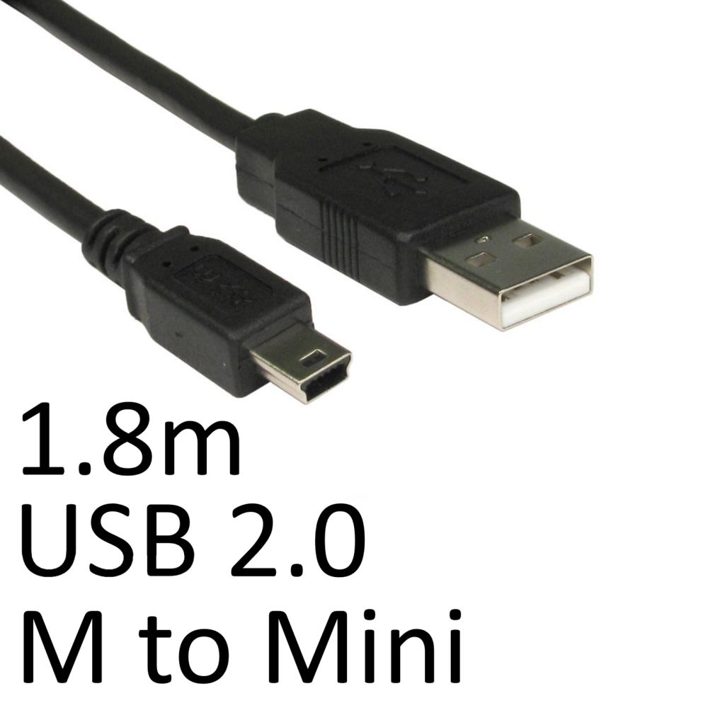 USB 2.0 A to Mini B Data Cable 1. 8m Black OEM
