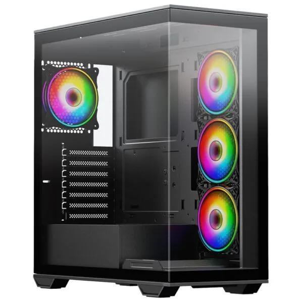 VIDA Solus Black ATX Gaming Case (Tempered Glass, 4x ARGB Fans, USB-C)