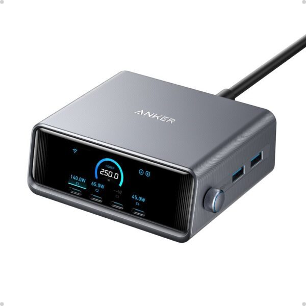 Anker Prime Charger 250W GaN Desktop Charging Station, 6 Ports (A2345241)
