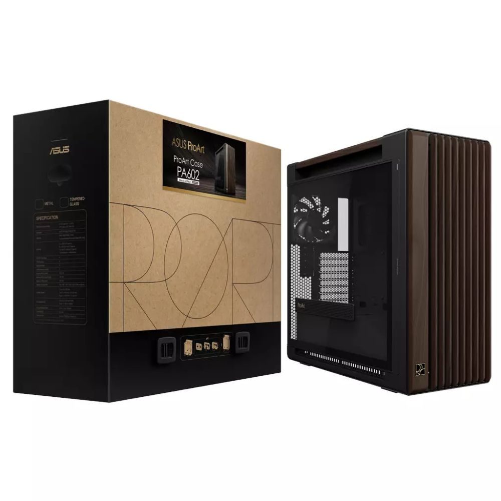 ASUS ProArt PA602 Wood Edition Black Midi Tower Tempered Glass