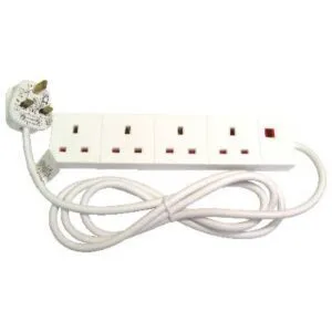 Cables Direct RB-02M04D Power Extension 2m 4-Way Indoor White
