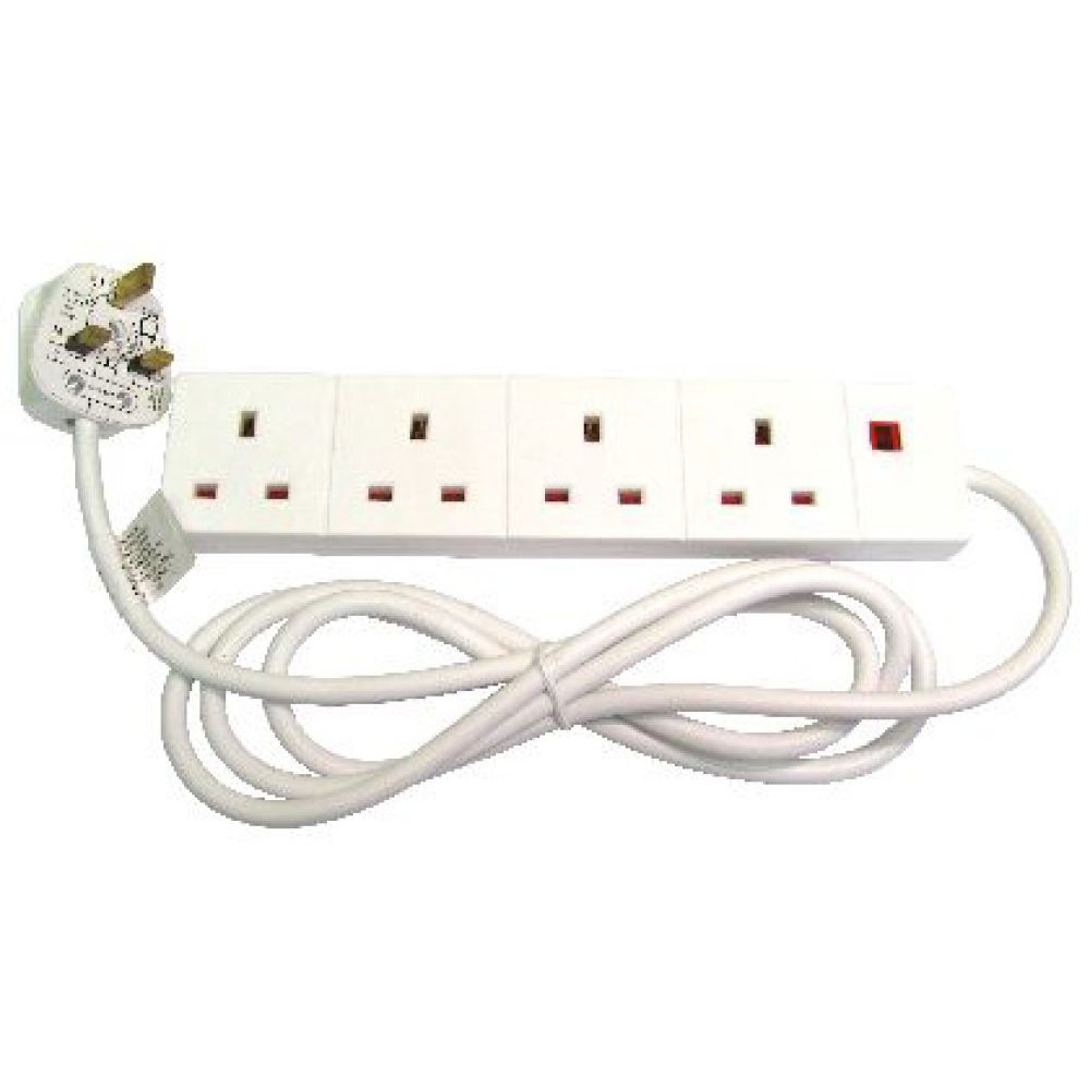 Cables Direct RB-02M04D Power Extension 2m 4-Way Indoor White