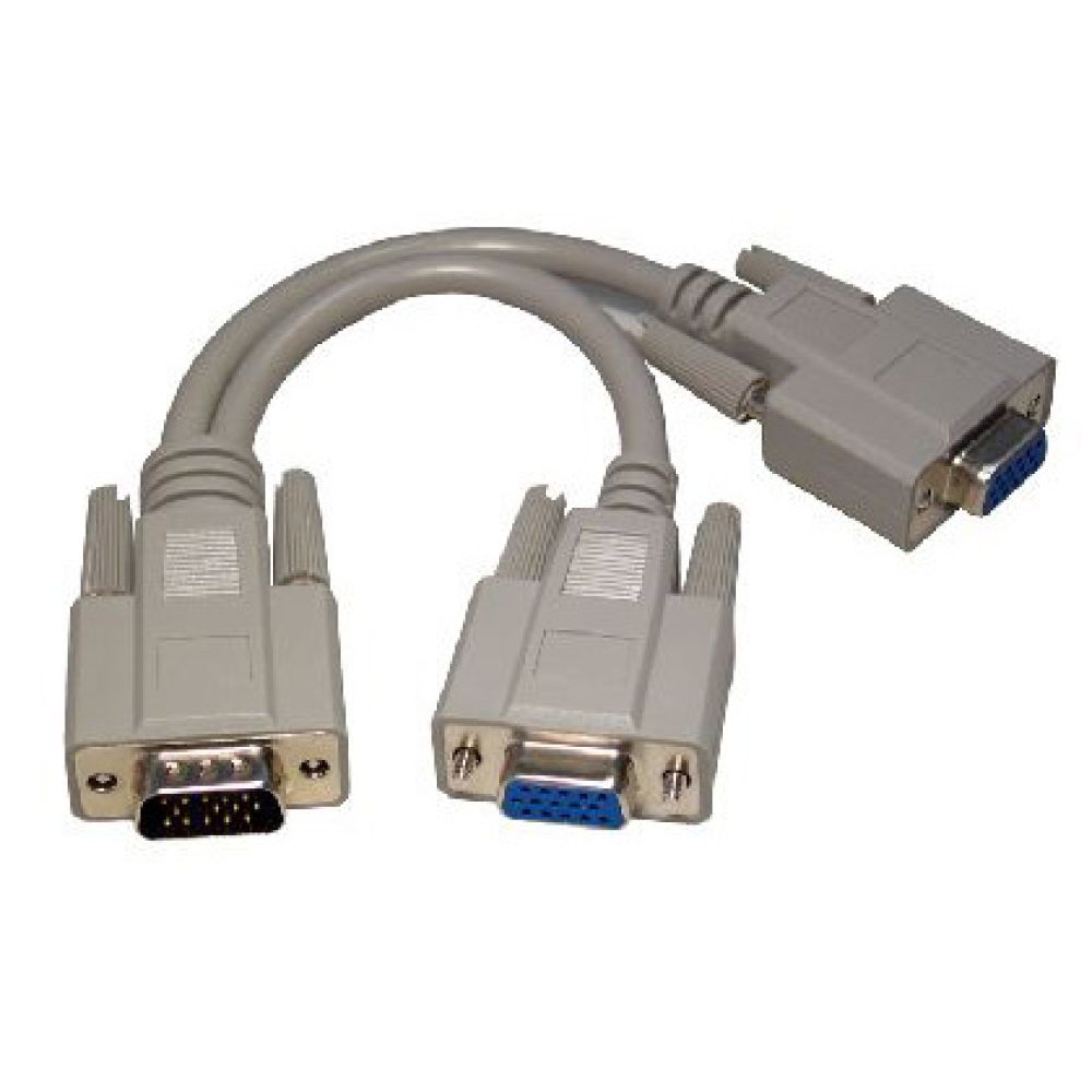 Cables Direct SVGA Splitter Cable, 20cm, 2x VGA Grey
