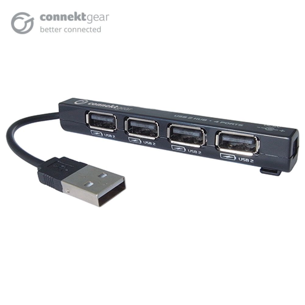 connektgear 4 Port USB 2.0 Hub - Bus Powered - Black