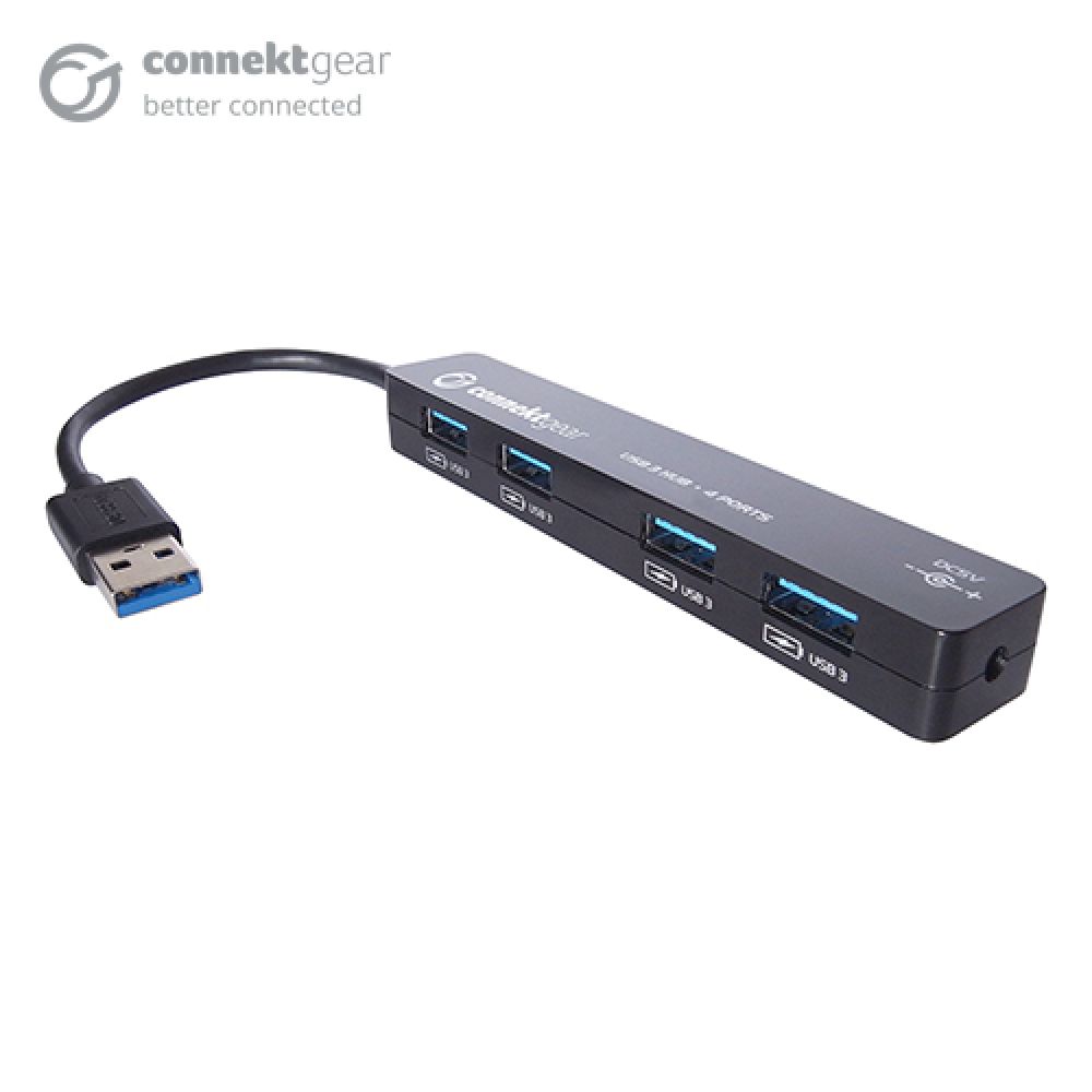 connektgear 4-Port USB 3.0 Hub - Bus Powered - Black
